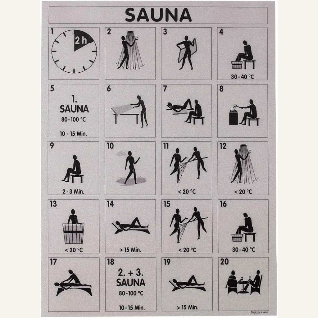 eliga Sauna Baderegeltafel silber