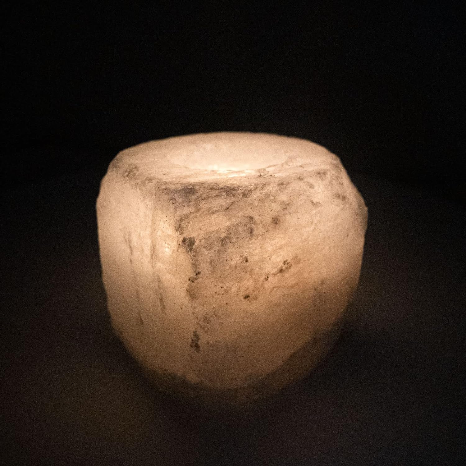 Salzstein Teelichthalter Halit in Naturform