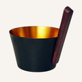 Saunakübel aus Aluminium schwarz-gold mit Holzgriff
