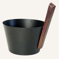 Saunakübel aus Aluminium schwarz mit Holzgriff