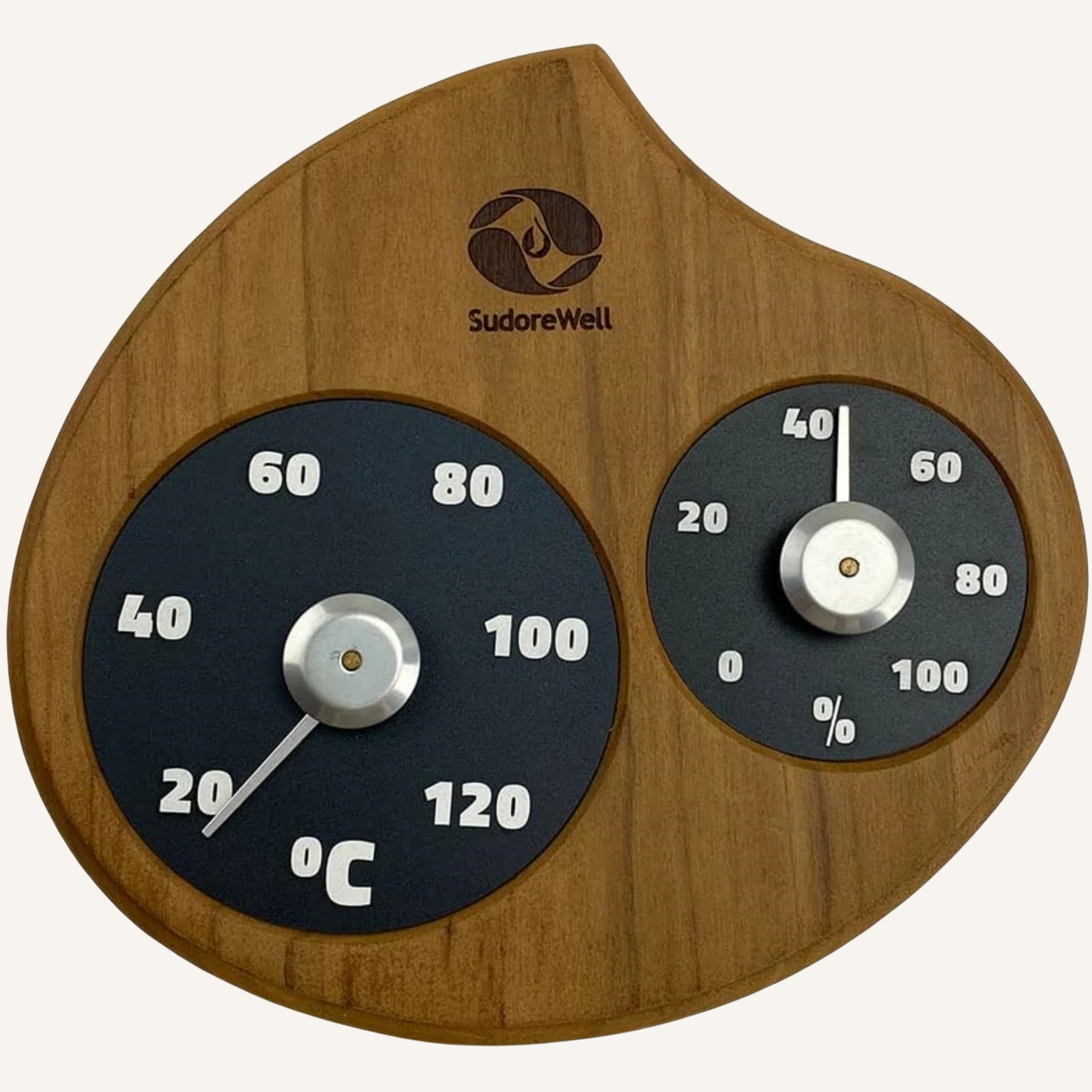 SudoreWell® Sauna Thermo- + Hygrometer Flamme aus hochwertigem Zedernholz