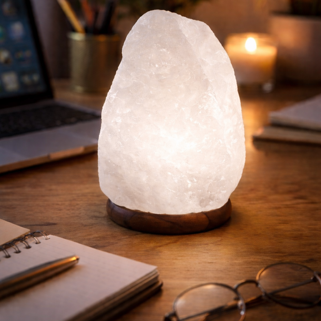 Salzkristall Lampe Halit "Natur" in weiß - 2-3kg