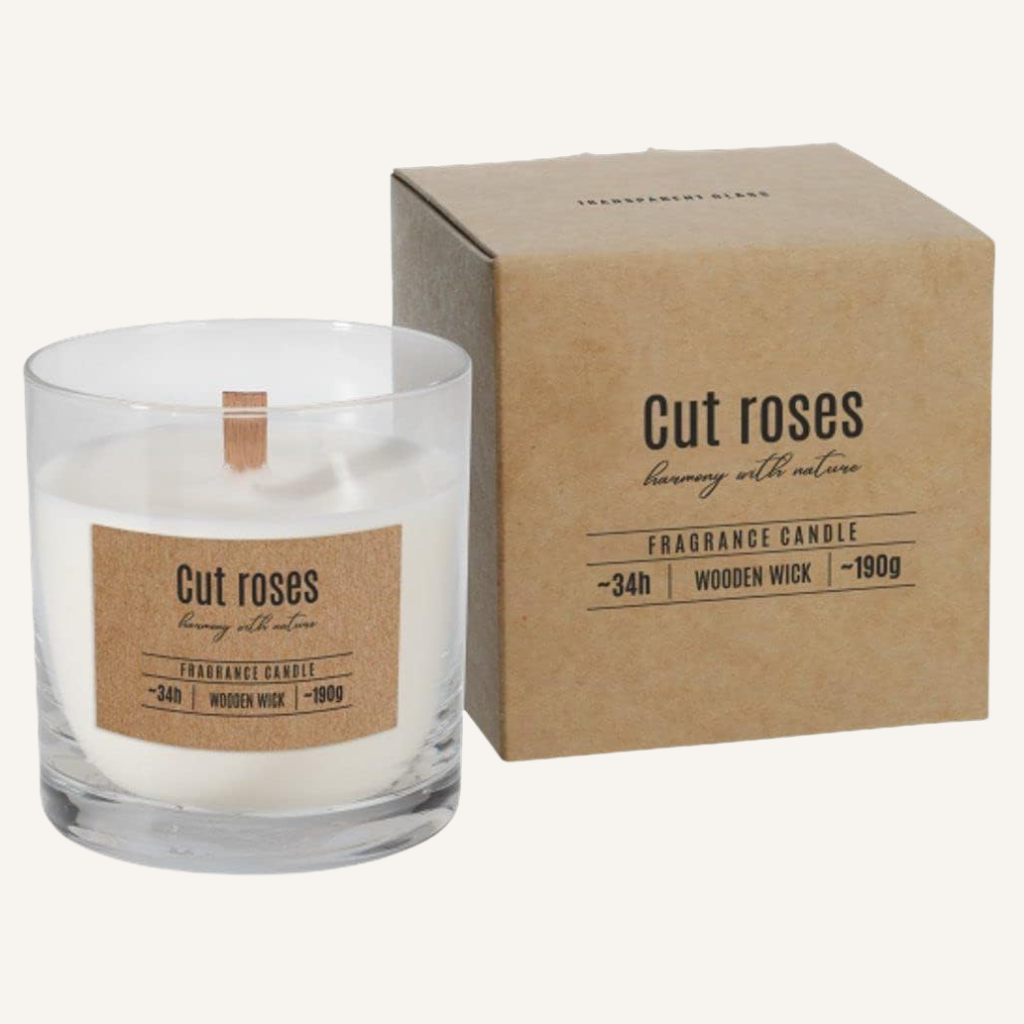 Duftkerze mit Holzdocht -  Cut Roses