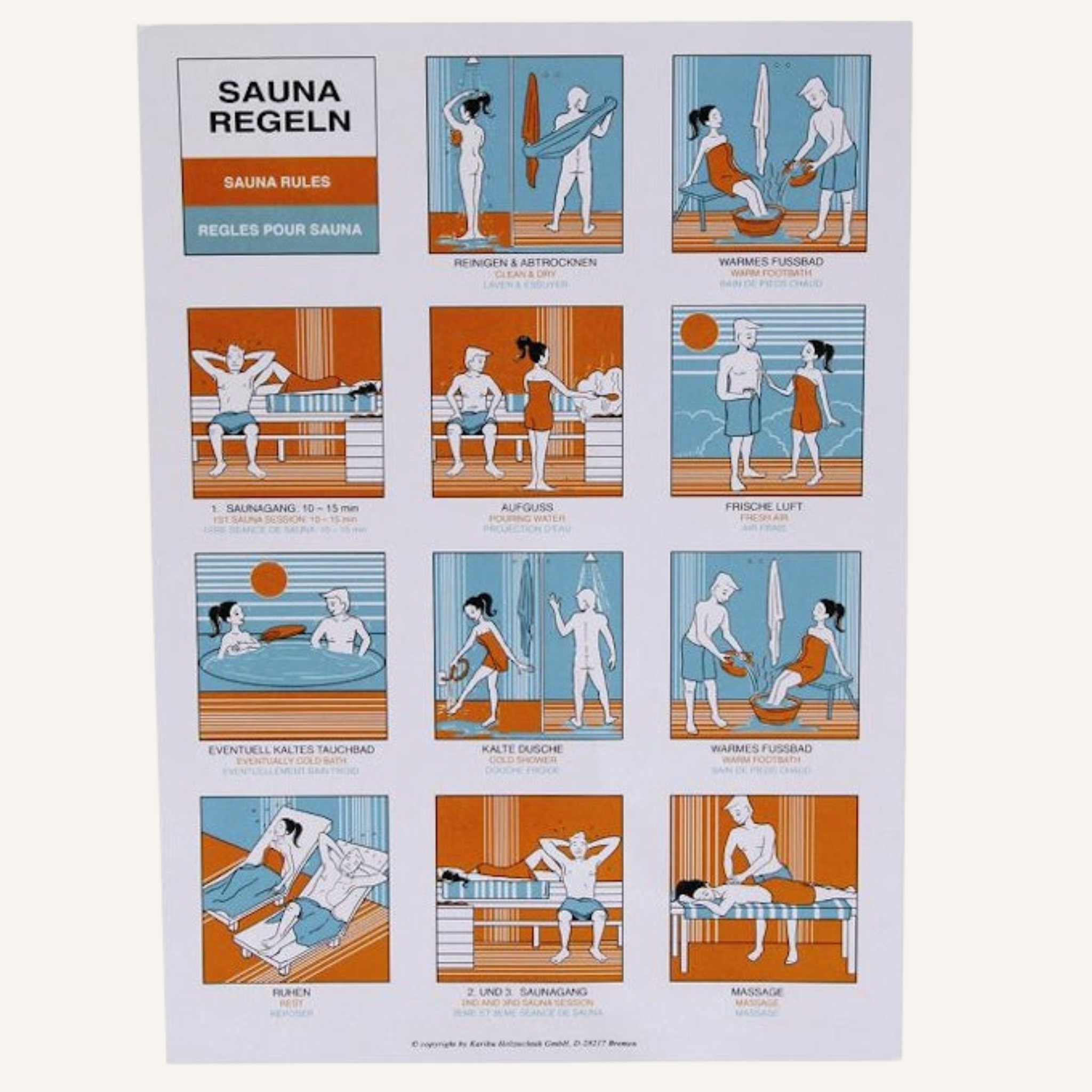 Karibu Sauna Baderegeltafel - farbig