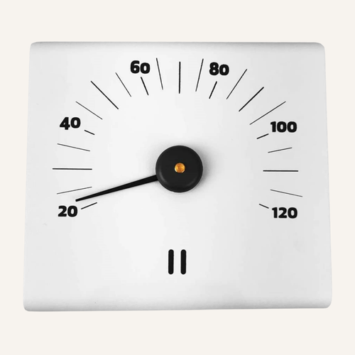 Rento Sauna Thermometer eckig aus Aluminium weiß