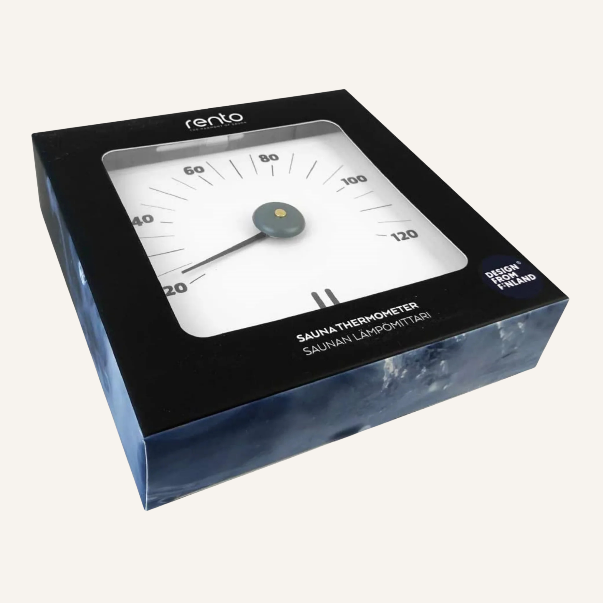 Rento Sauna Thermometer eckig aus Aluminium weiß