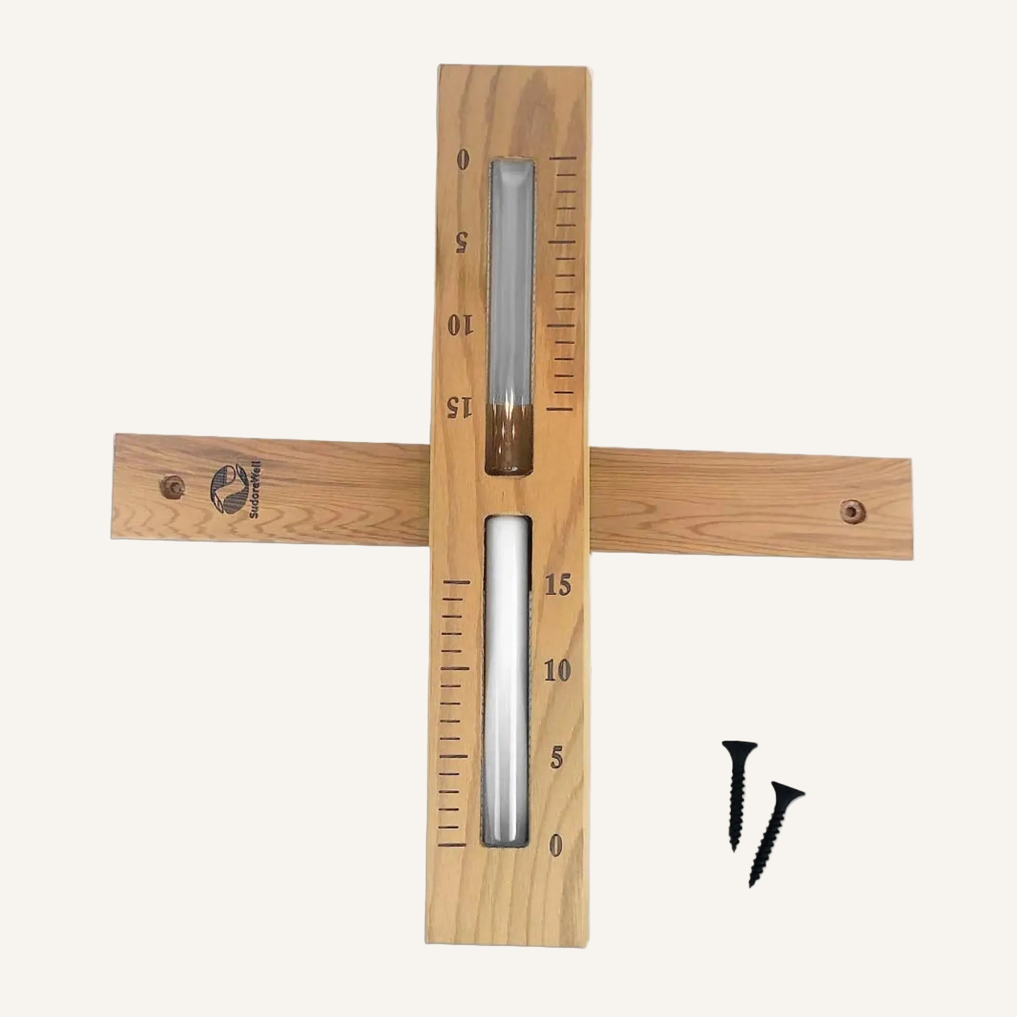 Sauna Sanduhr Premium 15 Minuten aus dunklem Zedernholz mit weißem Sand