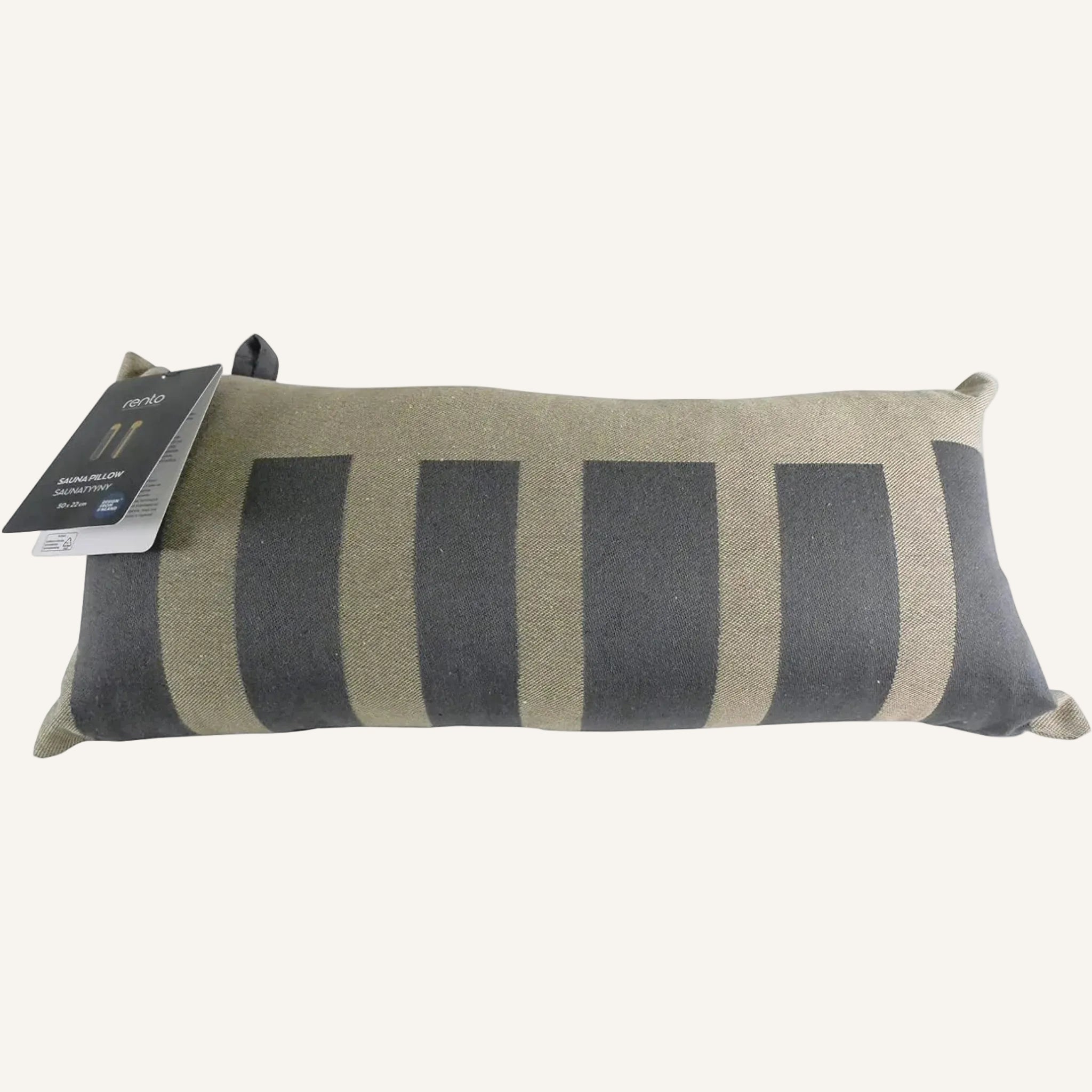 Rento Saunakissen Kenno "Stripe" - Sandfarbe mit Streifen in Anthrazit