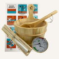 Klassisches Sauna Zubehör Set Premium 4.0/6-teiliges Sauna-Set aus naturbelassenem Kiefernholz