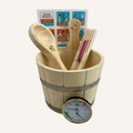 Klassisches Sauna Zubehör Set Premium 5.0/6-teiliges Sauna-Set aus naturbelassenem Kiefernholz